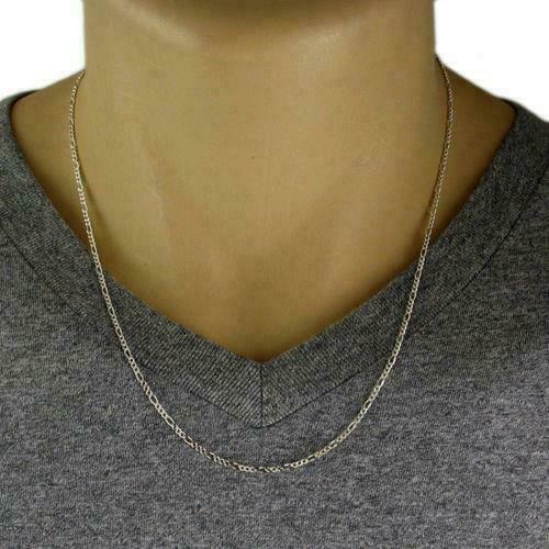 Men & Women 925 Sterling Silver 1.5MM Figaro Chain Necklace Sizes 16″-30″ Italy