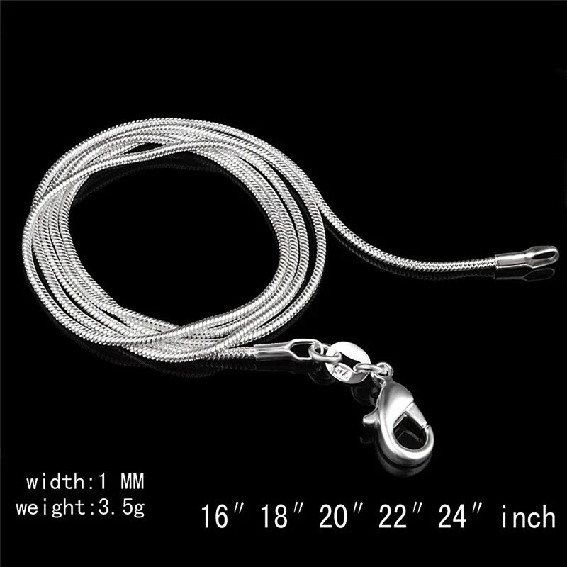 Men&Women’s 925 Sterling Silver Tarnish-Free Italian Snake Chain Necklace 16-24″