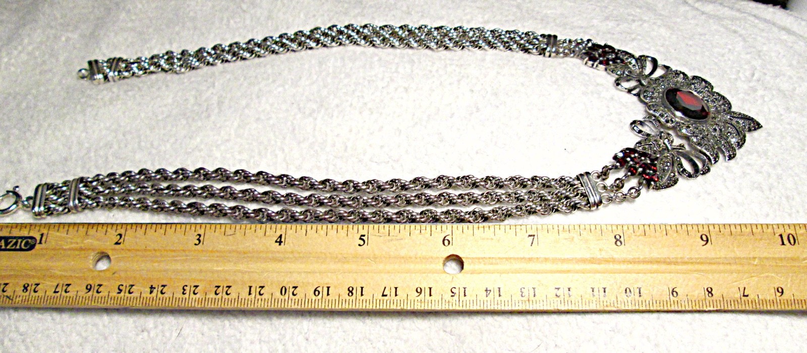 STATEMENT PIECE Sterling Silver Large GARNET MARCASITE Necklace STUNNING 76.7 G