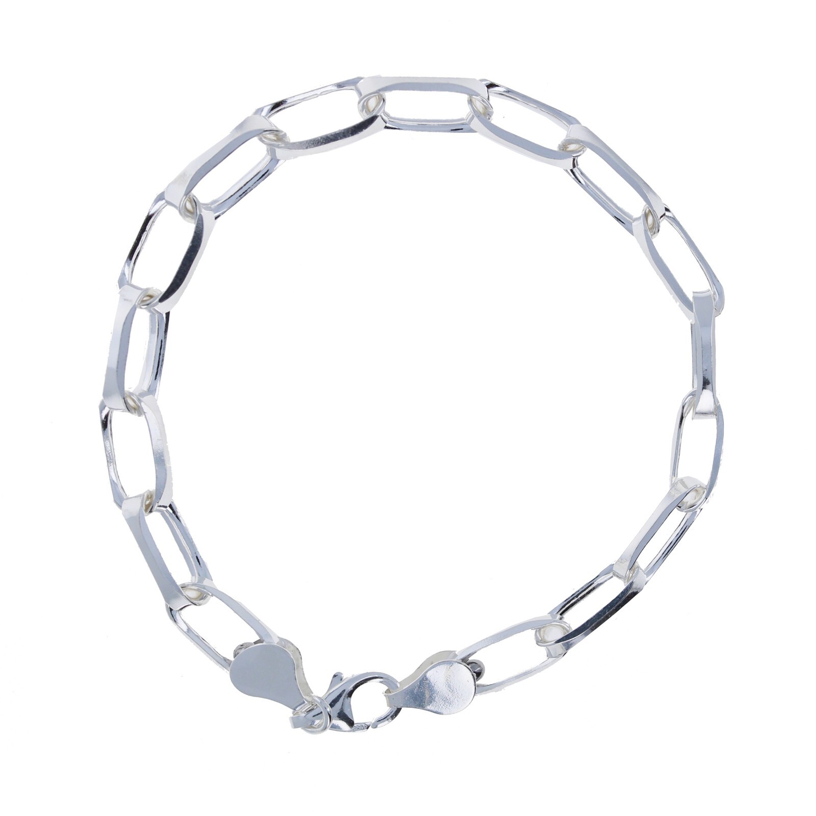 Silver Oval Scalloped Rolo Link Chain, Enlongated Link Chain, Italian Silver