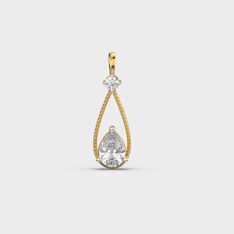 2.00 Ct Rope Teardrop Pear Diamond Pendant (Without Chain) 14k gold plated