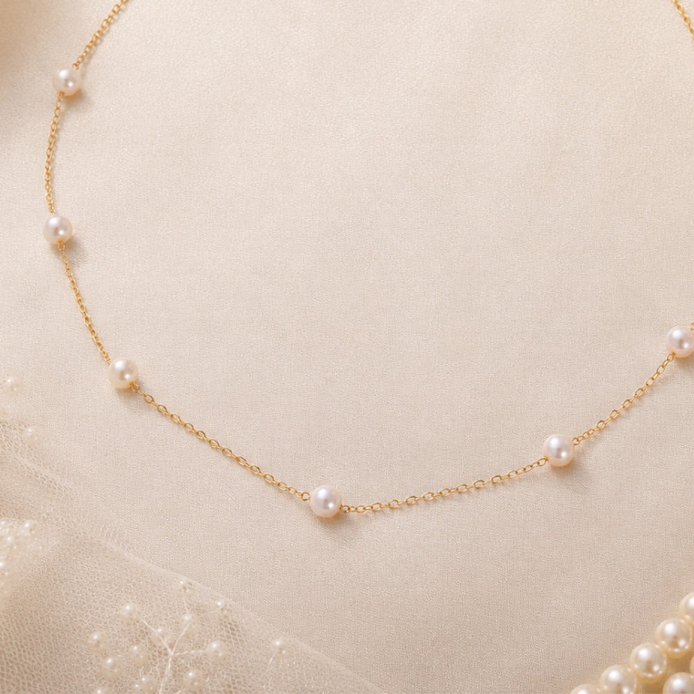 16″ Gold Filled 9 Cultured Freshwater Pearl Necklace