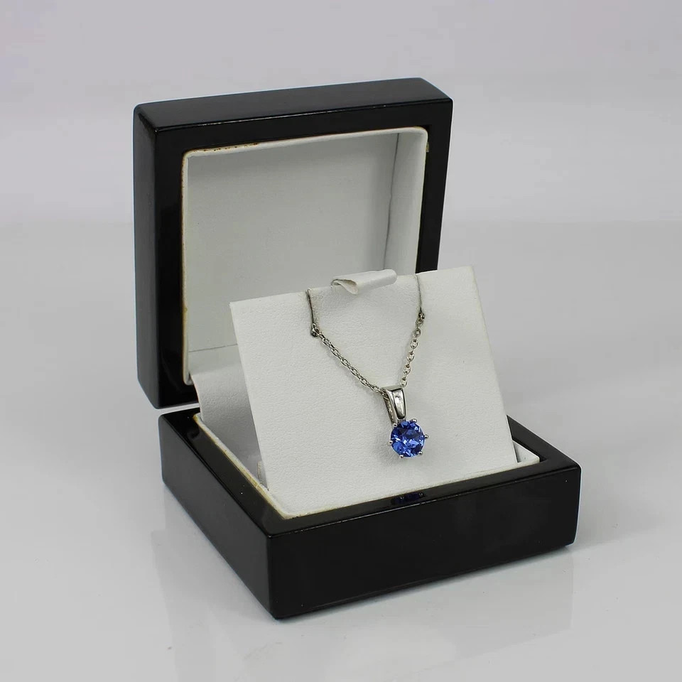 2Ct Round Cut Lab-Created Blue Sapphire 14k White Gold Finish Women’s Pendant