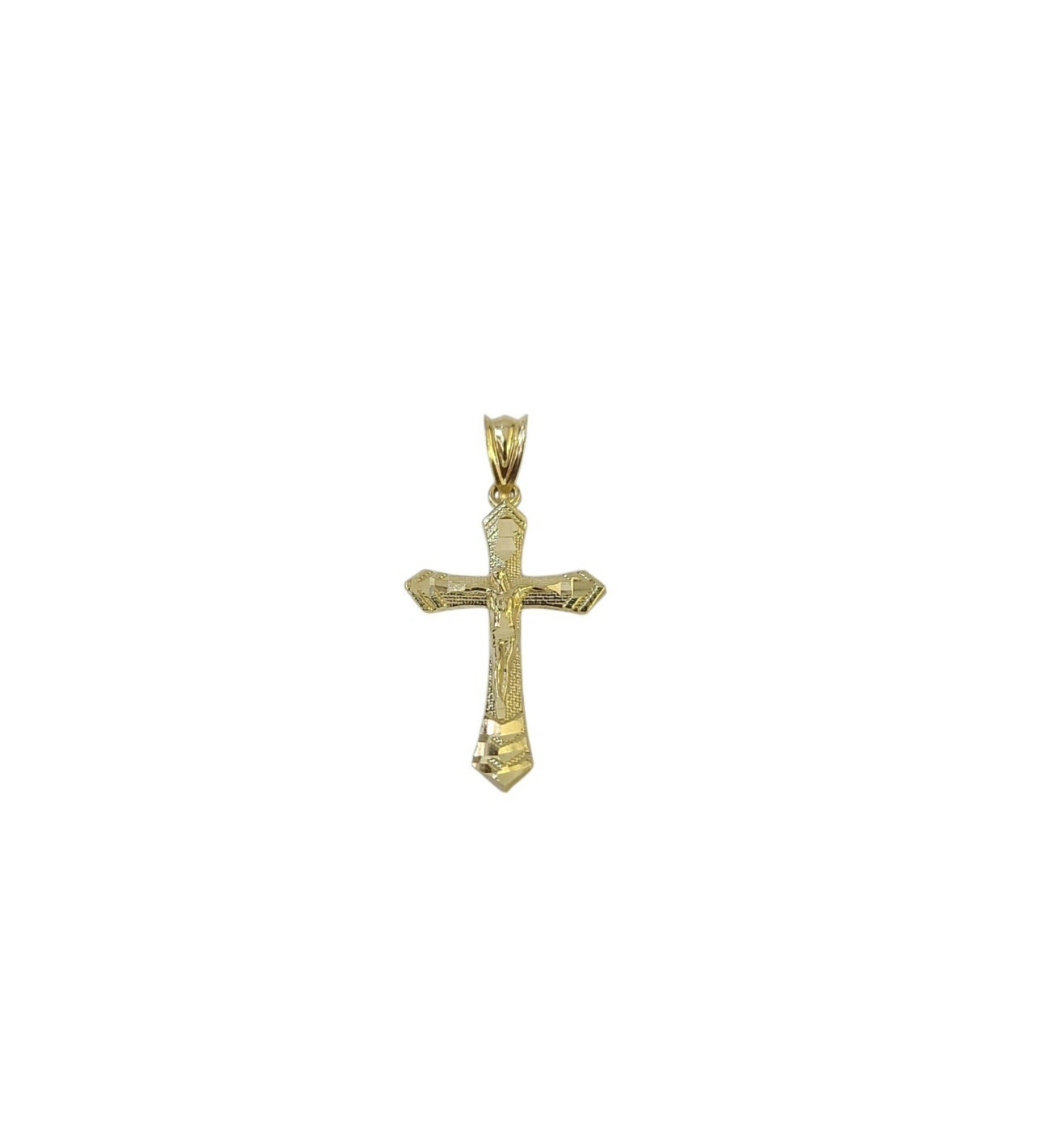 10K Gold Crucifix Cross Pendant 1.25″ Jesus Christ Charm Religious