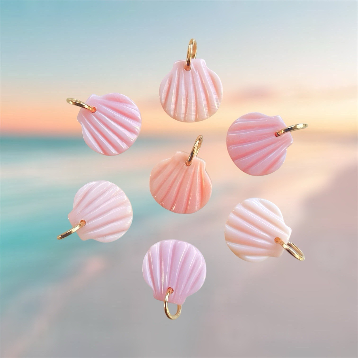 14k Solid Gold Shell Charm • Real Shell Necklace Pendant • Coastal Beach Jewelry