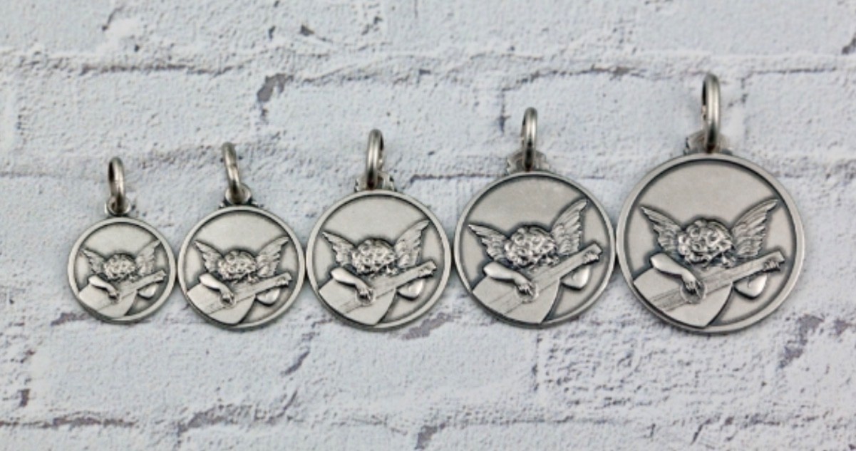 16MM 925 SILVER ROUND MUSICAL ANGEL CHARM