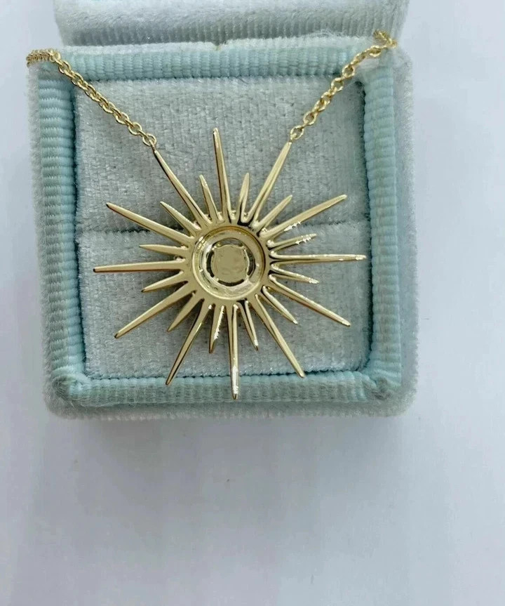 2.50Ct Round Cut Lab Created Diamond 14K Yellow Gold Plated Sun Pendant