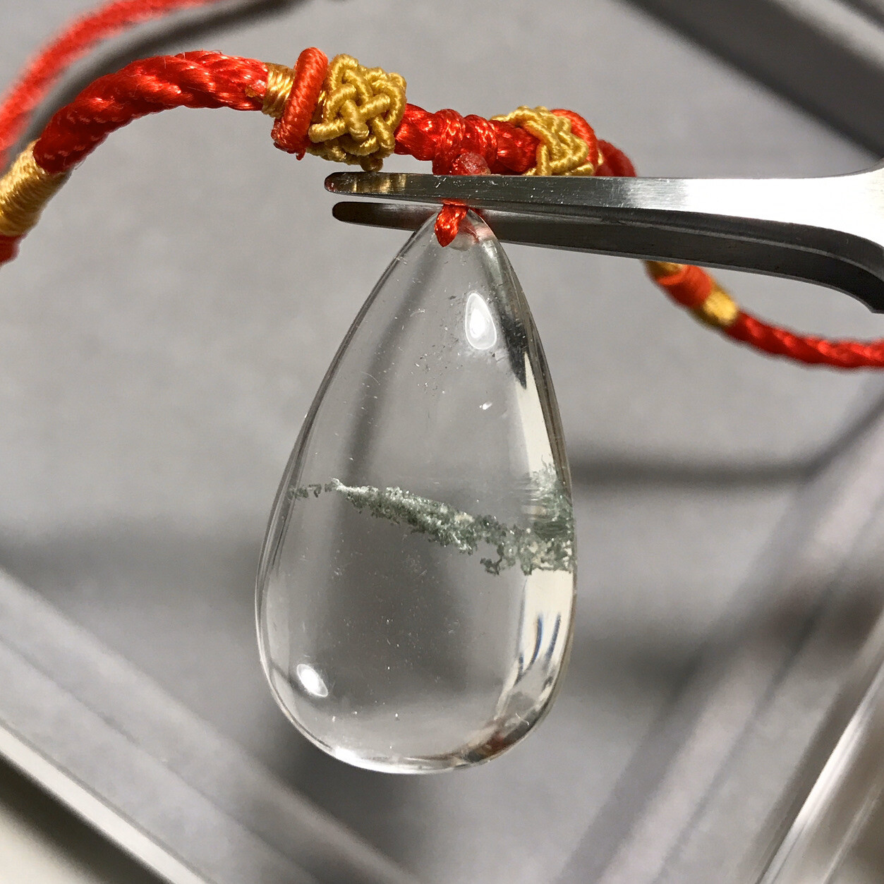 US SELLER Natural Green Phantom Quartz Pendant Teardrop Crystal GEM Necklace