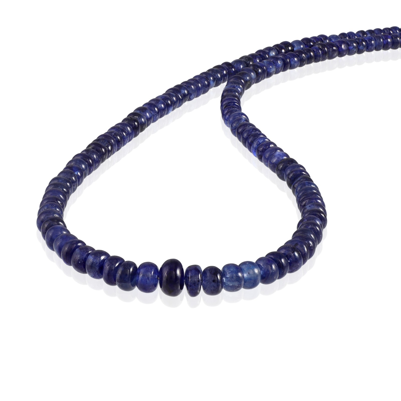 Natural Blue Sapphire Stone Beaded Necklace Plain Roundel Sapphire Jewelry