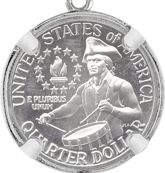 Sterling Silver Bezel 24 mm Quater Dollar Coin Prong Back Round Edge 25 Cent