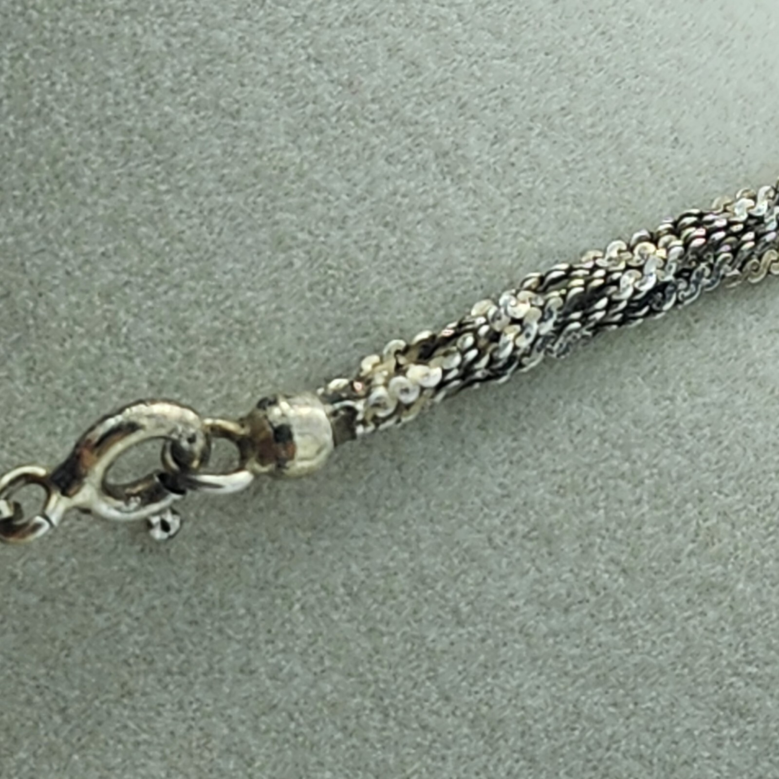 Vintage Unbranded Italy 925 Sterling Silver Chain Necklace Segmented Pearls 17”