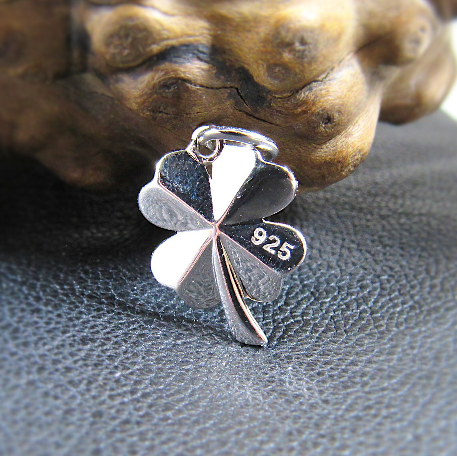 Solid 925 Sterling Silver Lucky Clover, 4 Four Leaf Clover Pendant Luck Charm