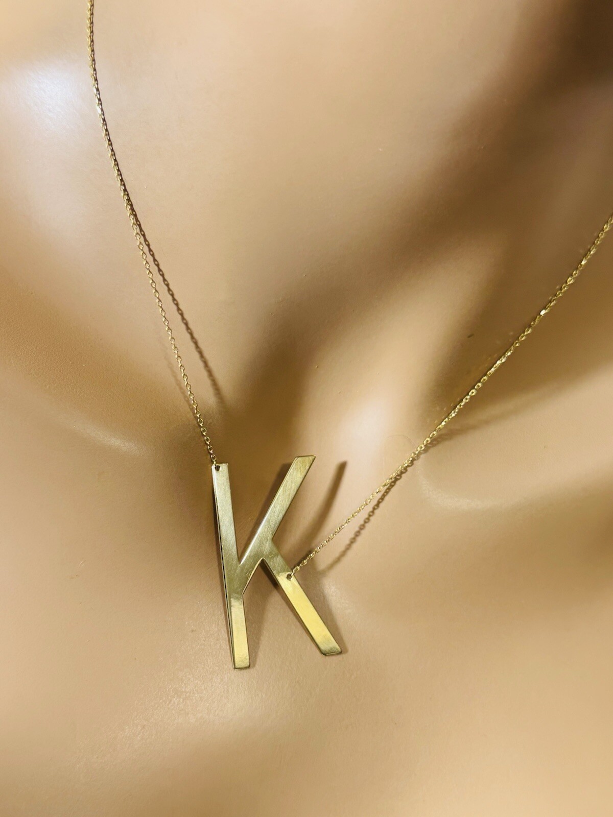 RARE 18K 750 YELLOW Gold Letter K initial Necklace 16.5/17.5” Long 1mm 4.1g