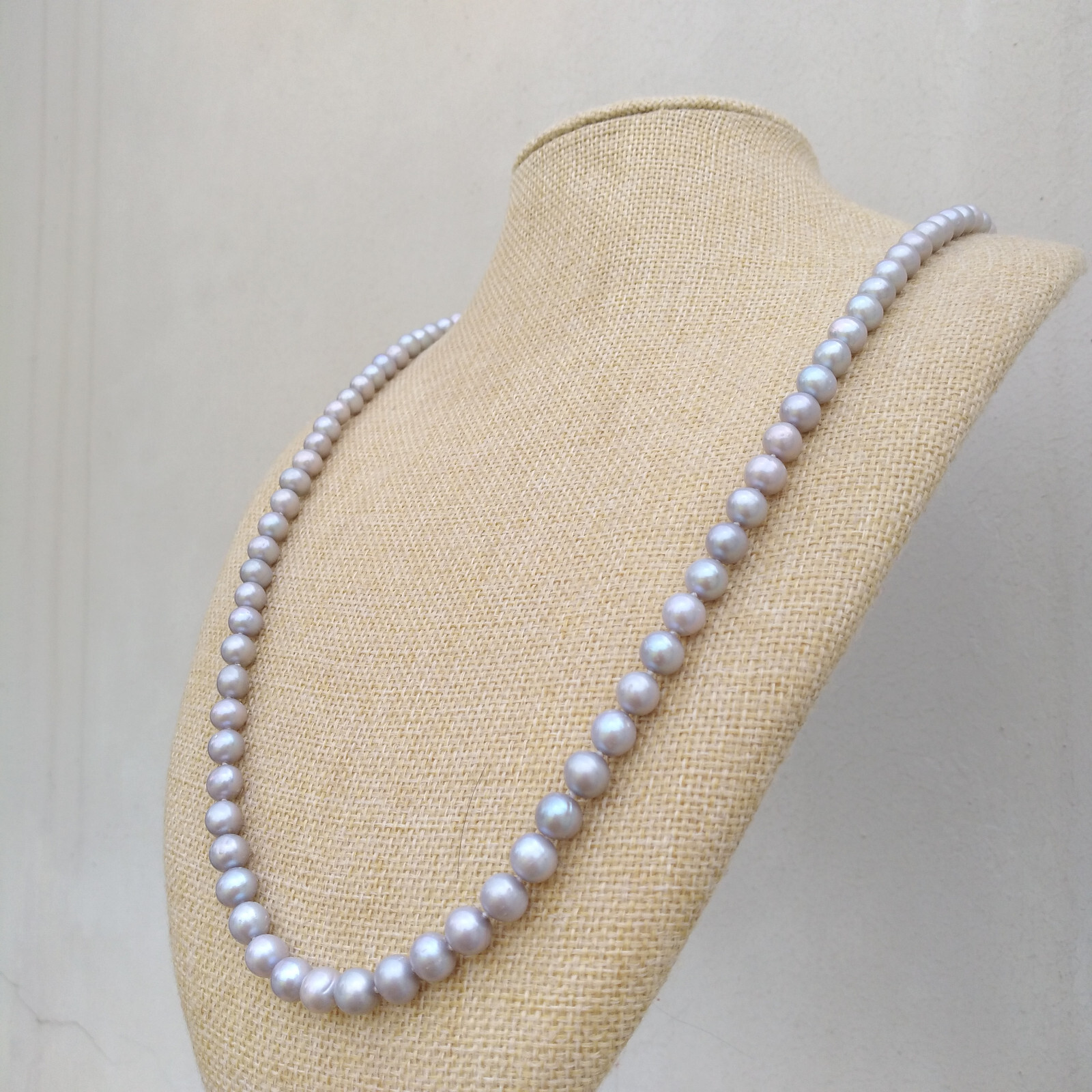 19″ gorgeous 5-6mm AAA+ South Sea Gray Pearl Necklace 14k Gold P