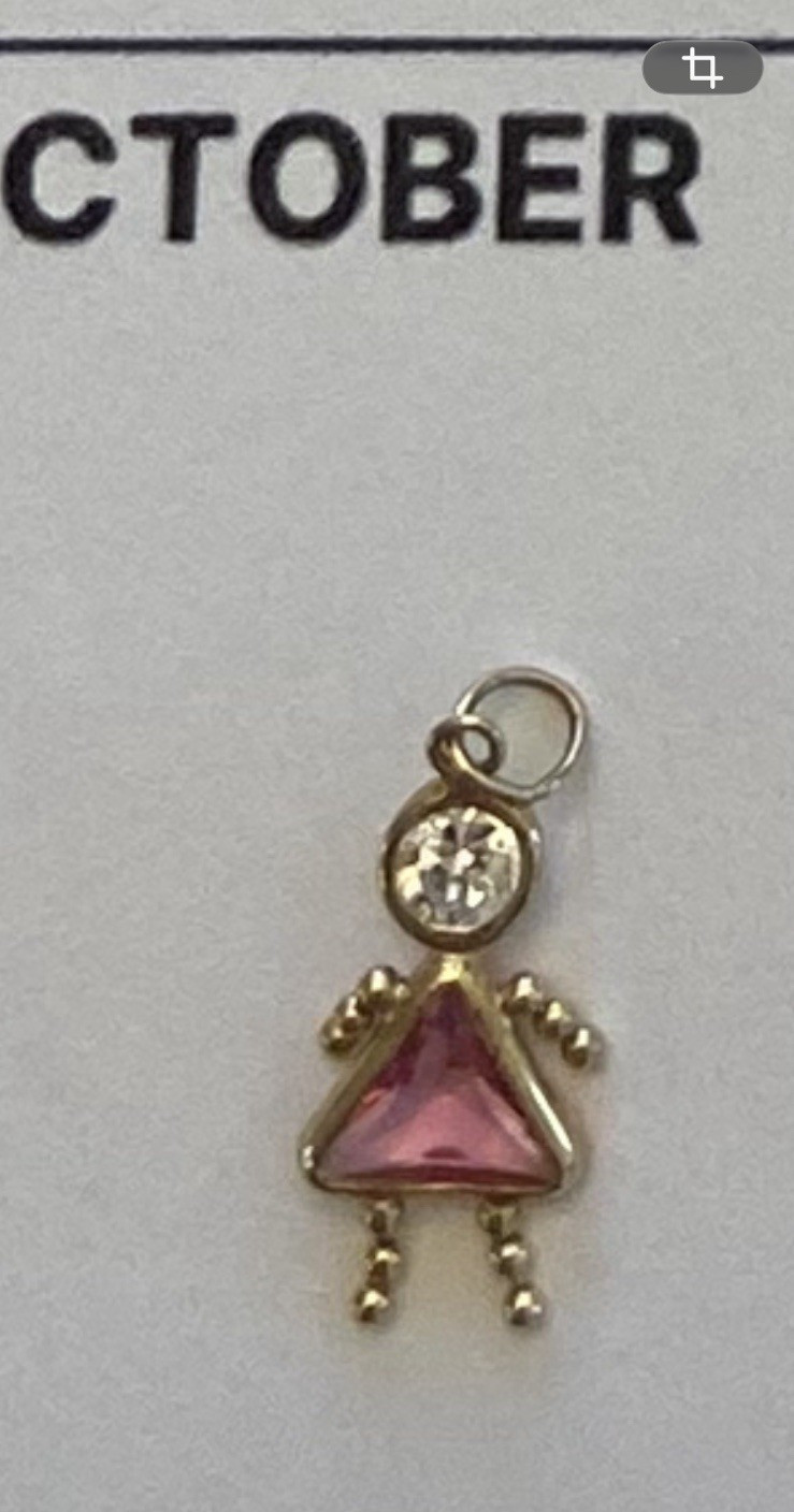 Vintage 14KT Yellow Gold BIRTHSTONE BABY BOY / GIRL Charm PENDANT gemstone MOM