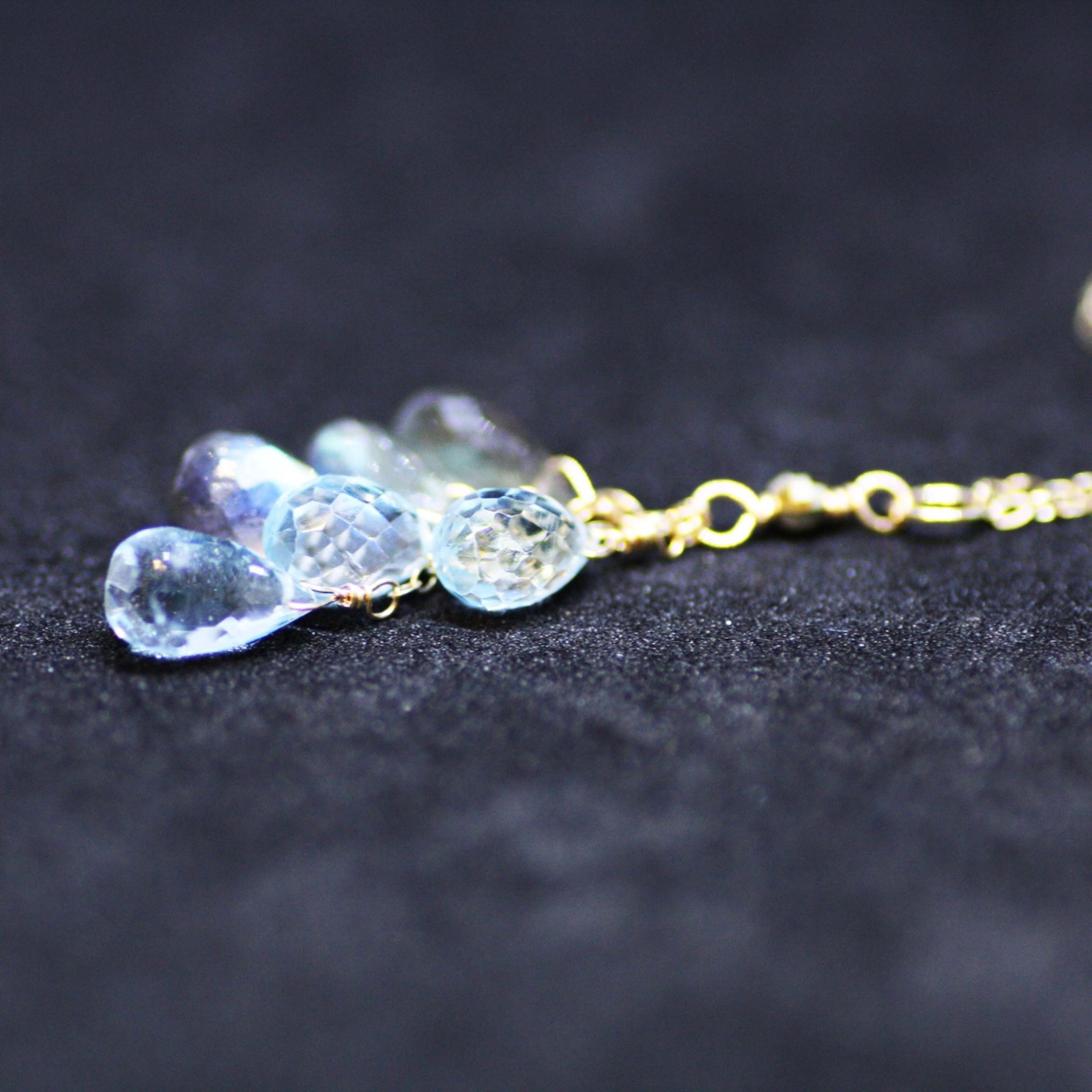 Handmade 14K Gold Labradorite, Sky Blue Topaz Pendant, 4th Anniversary, No Chain