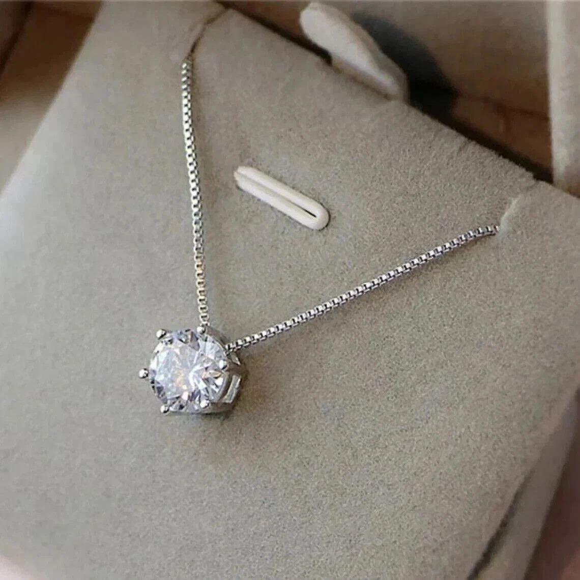 3CT Lab Created Round Cut Diamond Solitaire Pendant 14k White Gold Plated