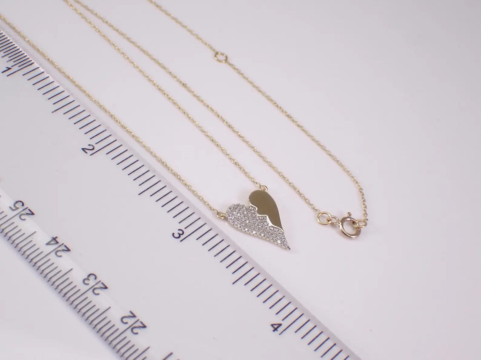 0.80 CT Moissanite Broken Heart Love Pendant Necklace 14k Two Tone Gold Plated