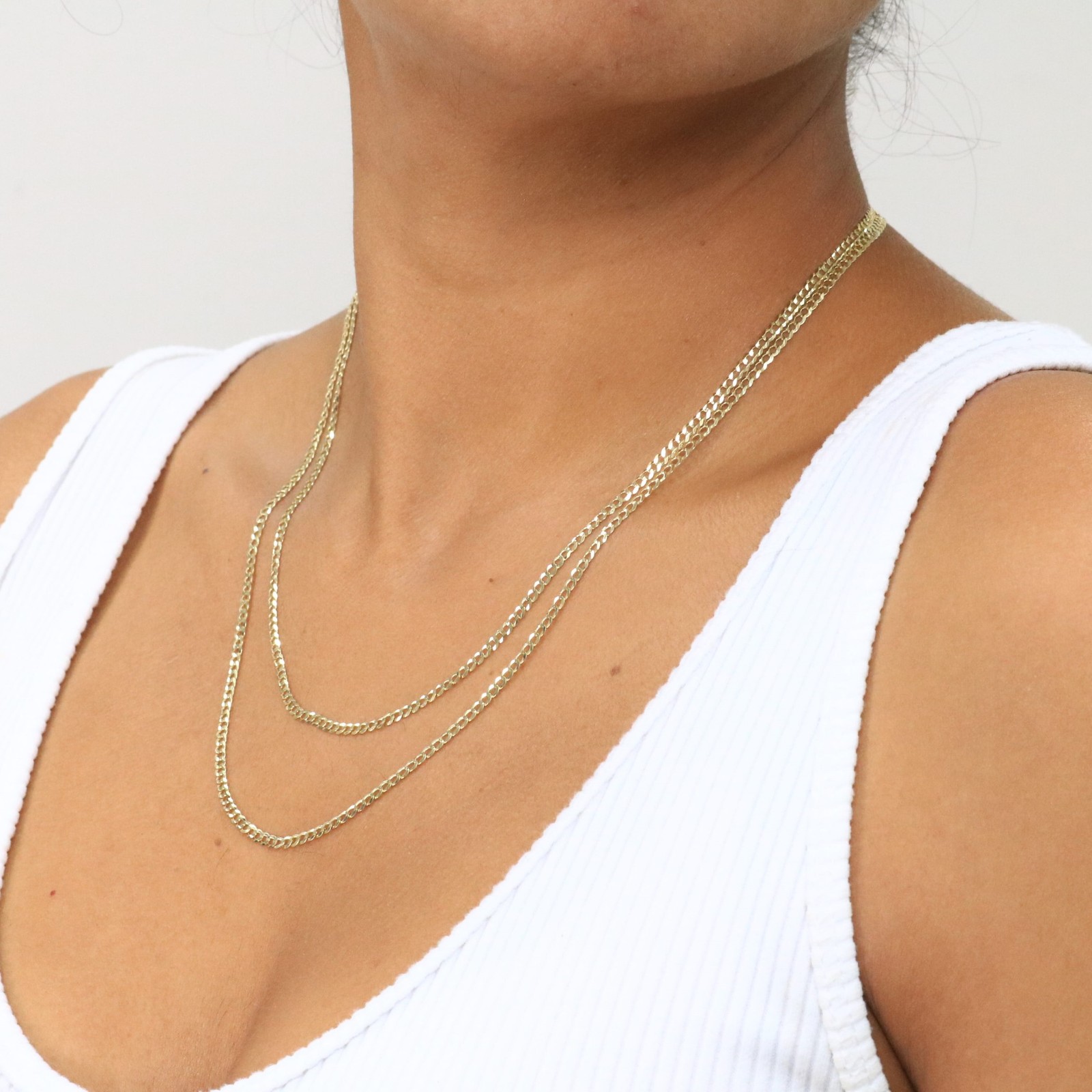 14K Yellow Gold 2.5mm Solid Curb Cuban Chain Link Mens Womens Necklace 22″