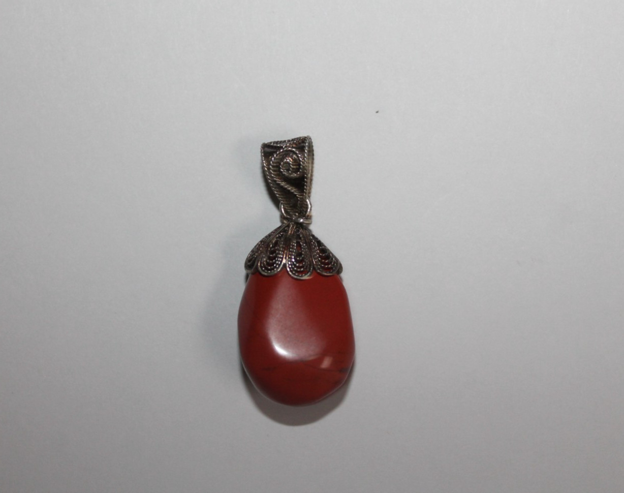 Sterling Silver Designer Chunky Jasper Dangle Pendant [066GCM]