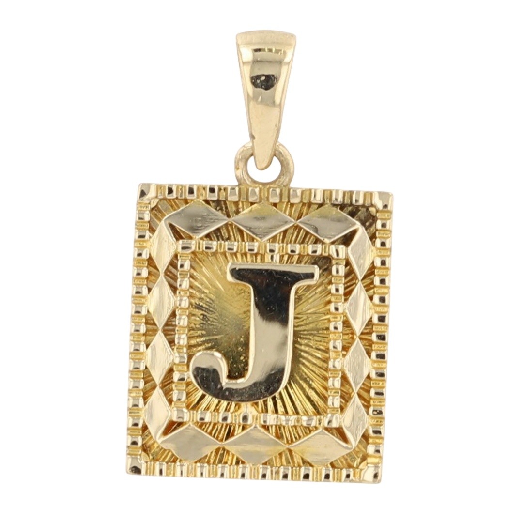 23mm Diamond Cut Letter “J” Pendant Without Chain 18k Yellow Gold 2.04 Grams