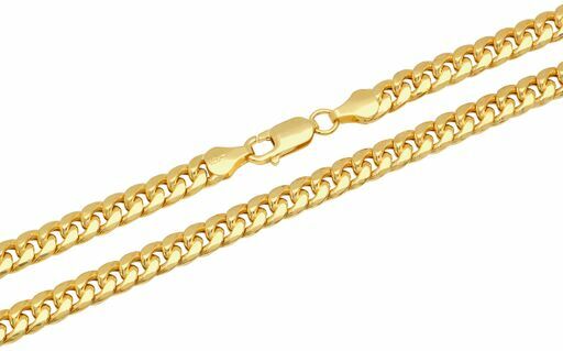 10k Yellow Gold Miami Cuban Link Chain Bracelet 2mm-9.5mm Size 7″-30″ Hollow