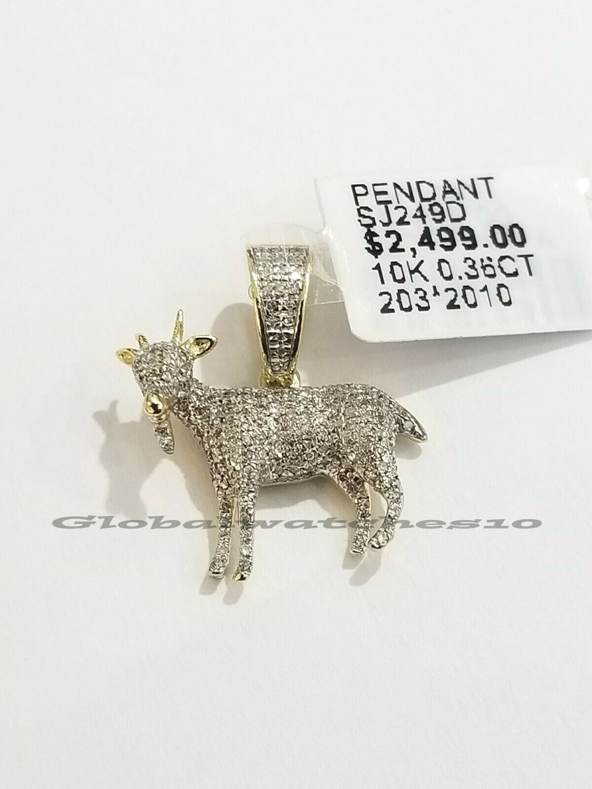 10k Yellow Gold Diamond GOAT charm pendant Real Greatest Of All Time