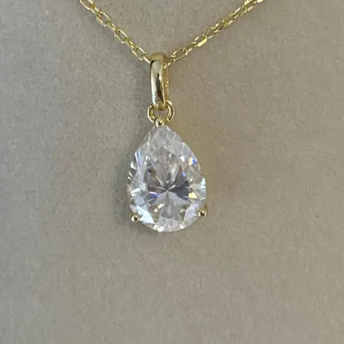 IGI Pear-Cut 2.00Ct EF/VS1 Lab Grown Diamond Necklace& Pendant 14k Yellow Gold
