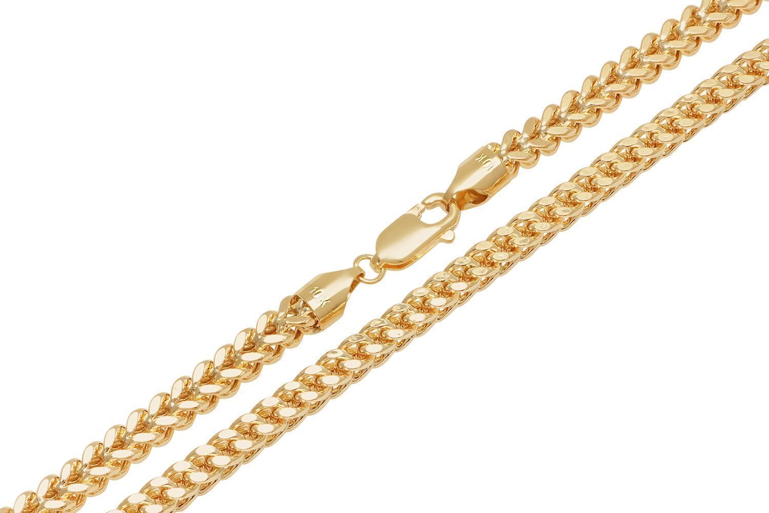 Brand New 10k Yellow Gold Franco Chain Necklace 1.5mm-6mm Sz 16″-40″ Hollow