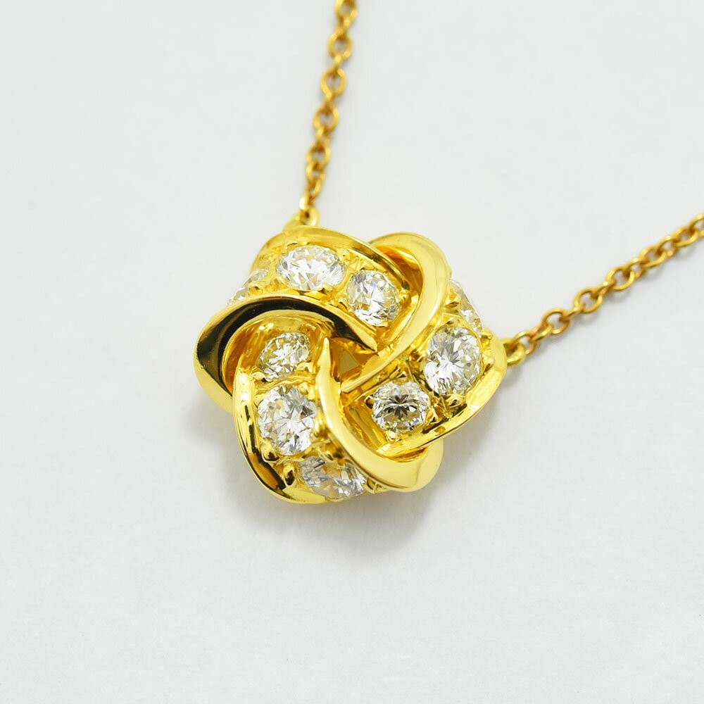 Tiffany & Co. Necklace Diamond Pendant K18 Yellow Gold Chain 40cm 16” Ladies