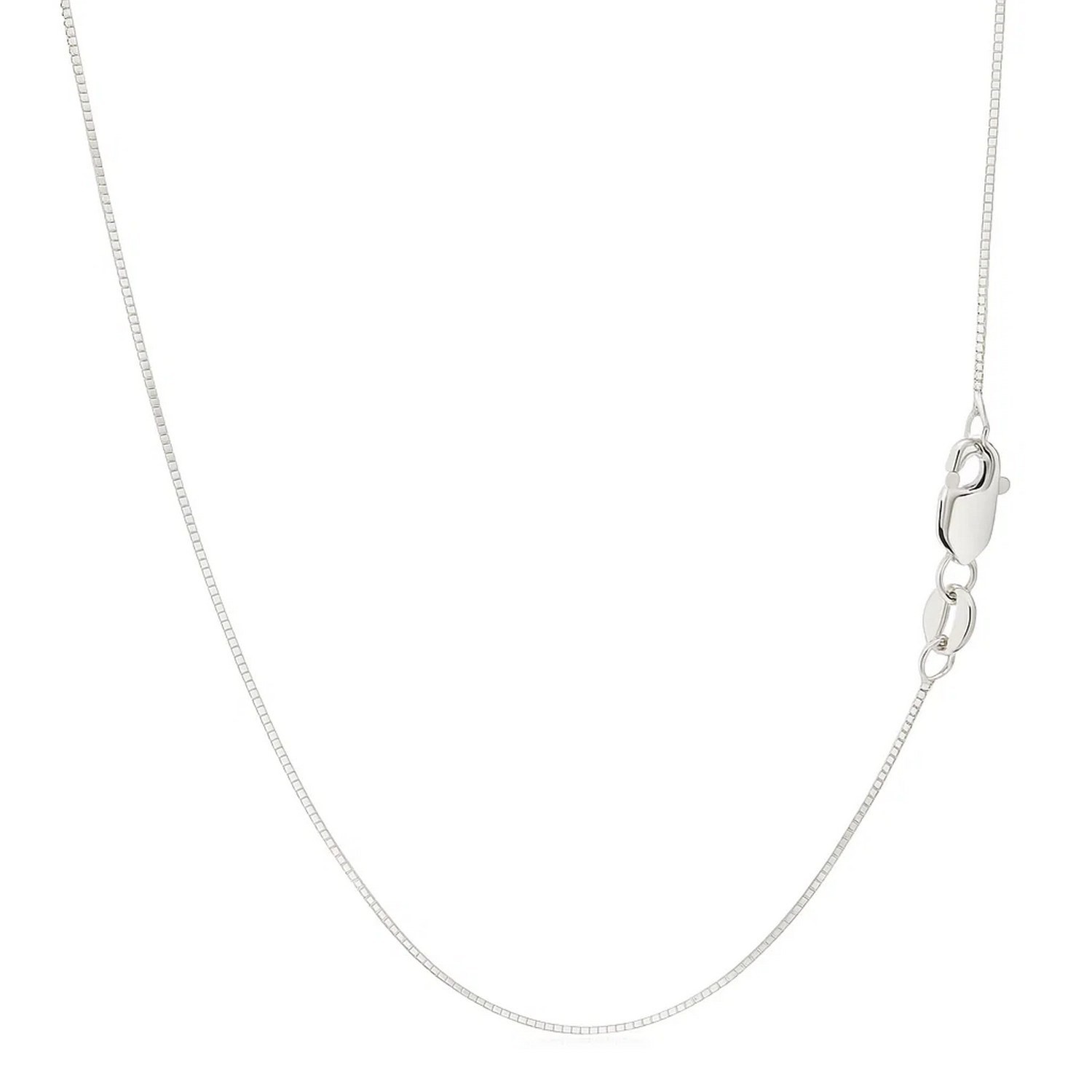 Classic Box Chain, 14K White Gold, Sizes 16-20, 0.45 mm, Dainty, Polished