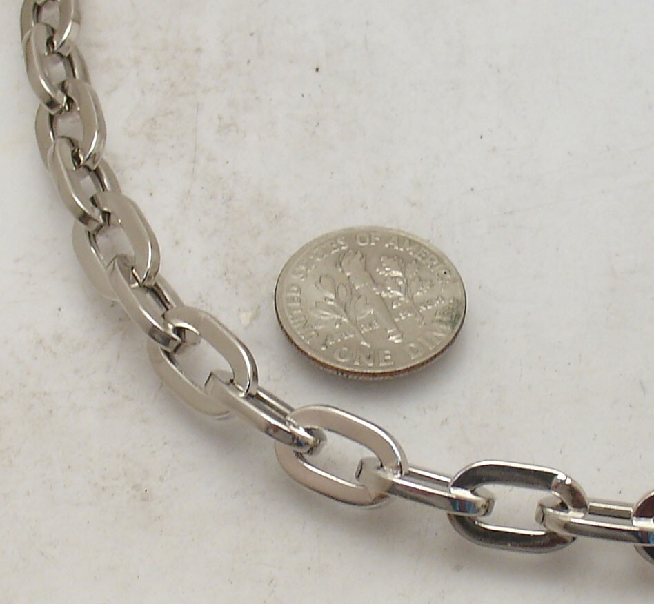 16″ ~ 18″ Adjustable Paper Clip Oval Chain Necklace Anti-Tarnish Real Silver