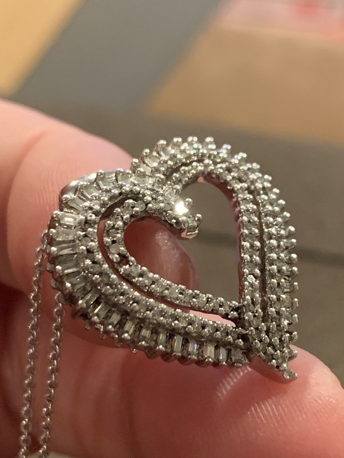 Sterling Silver Diamond Heart Pendant Necklace – Valentines Day- JWBR India