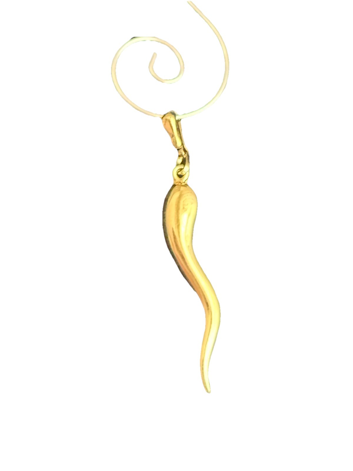 Italian Horn Pendant 14k solid GOLD 2.25″ Large Good Luck Charm Gold Cornicello