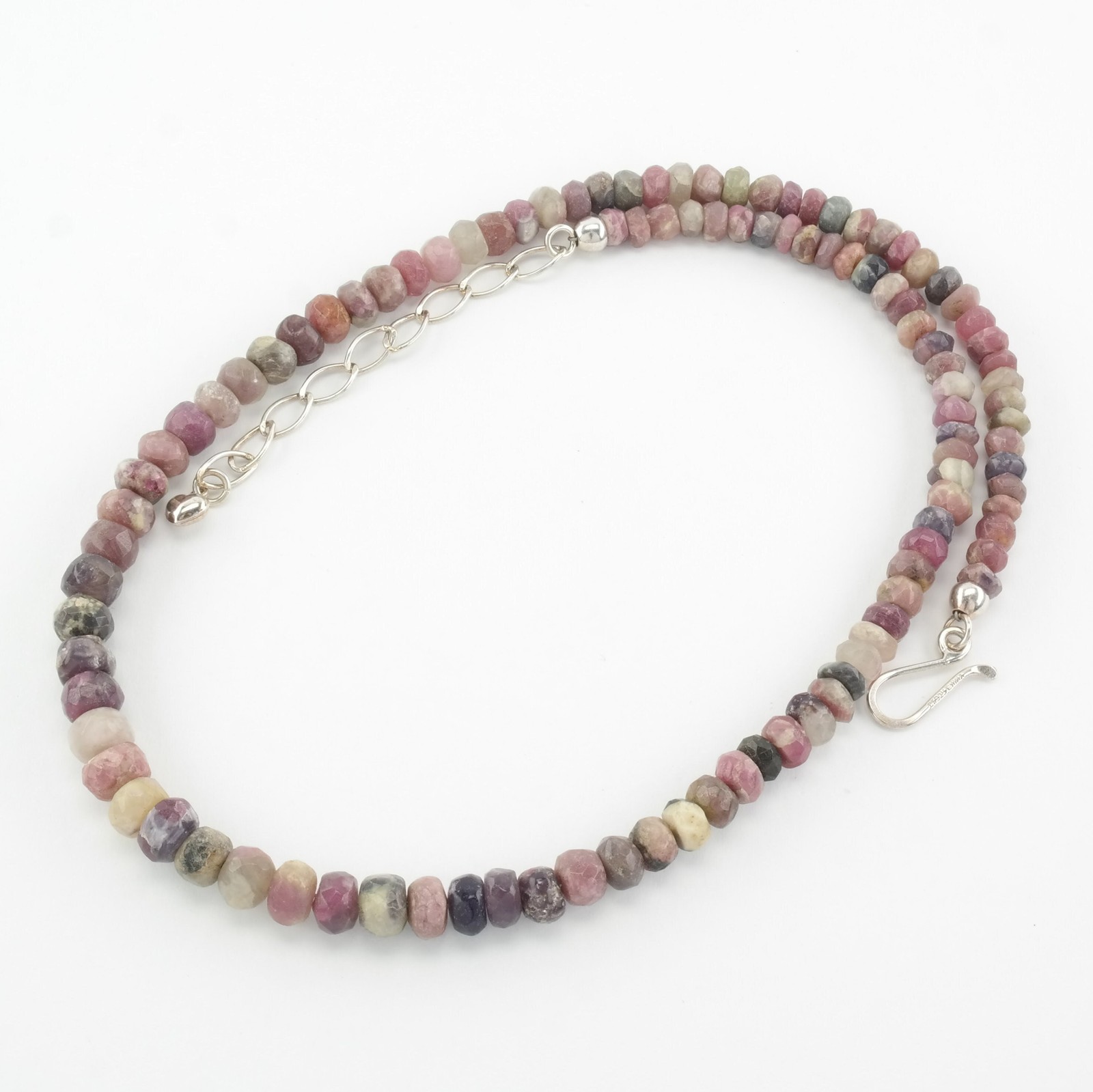 DTR Opaque Corundum Ruby Faceted Sterling Silver Beaded Necklace