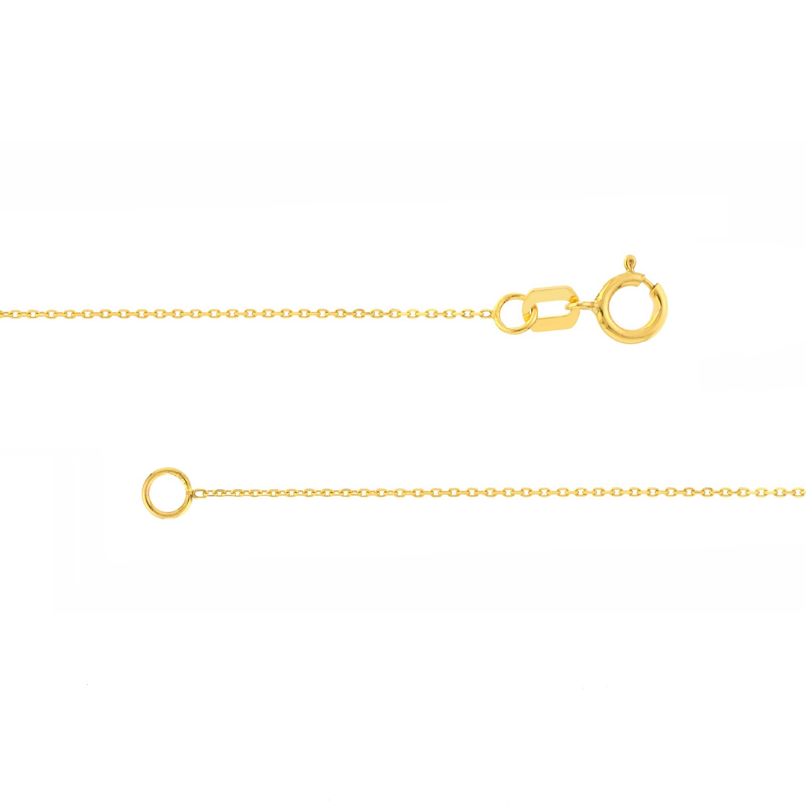 0.65mm Textured Cable Chain with Spring Ring Real 14K Yellow Gold ALL SIZES