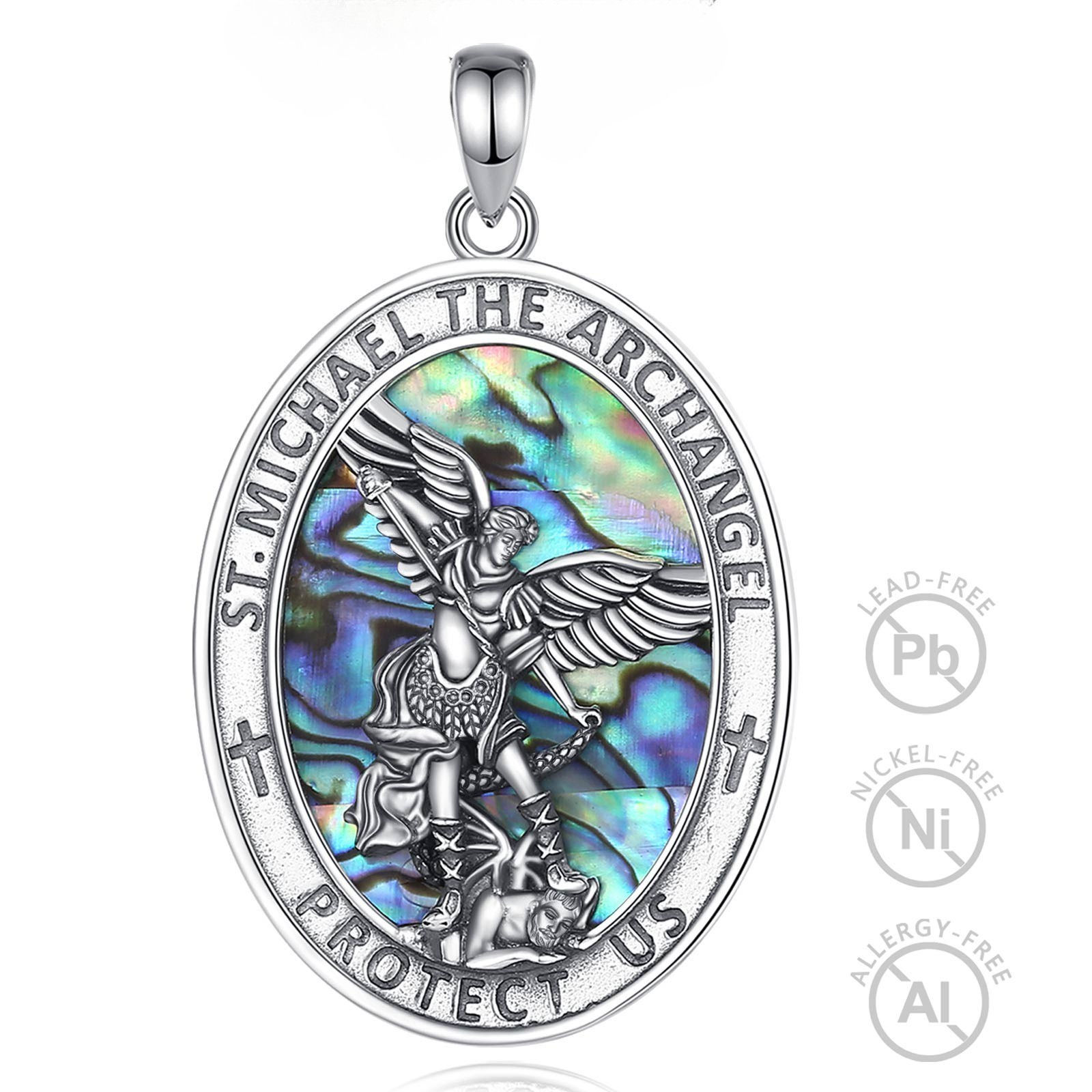Sterling Silver Saint Michael Necklace on Abaline