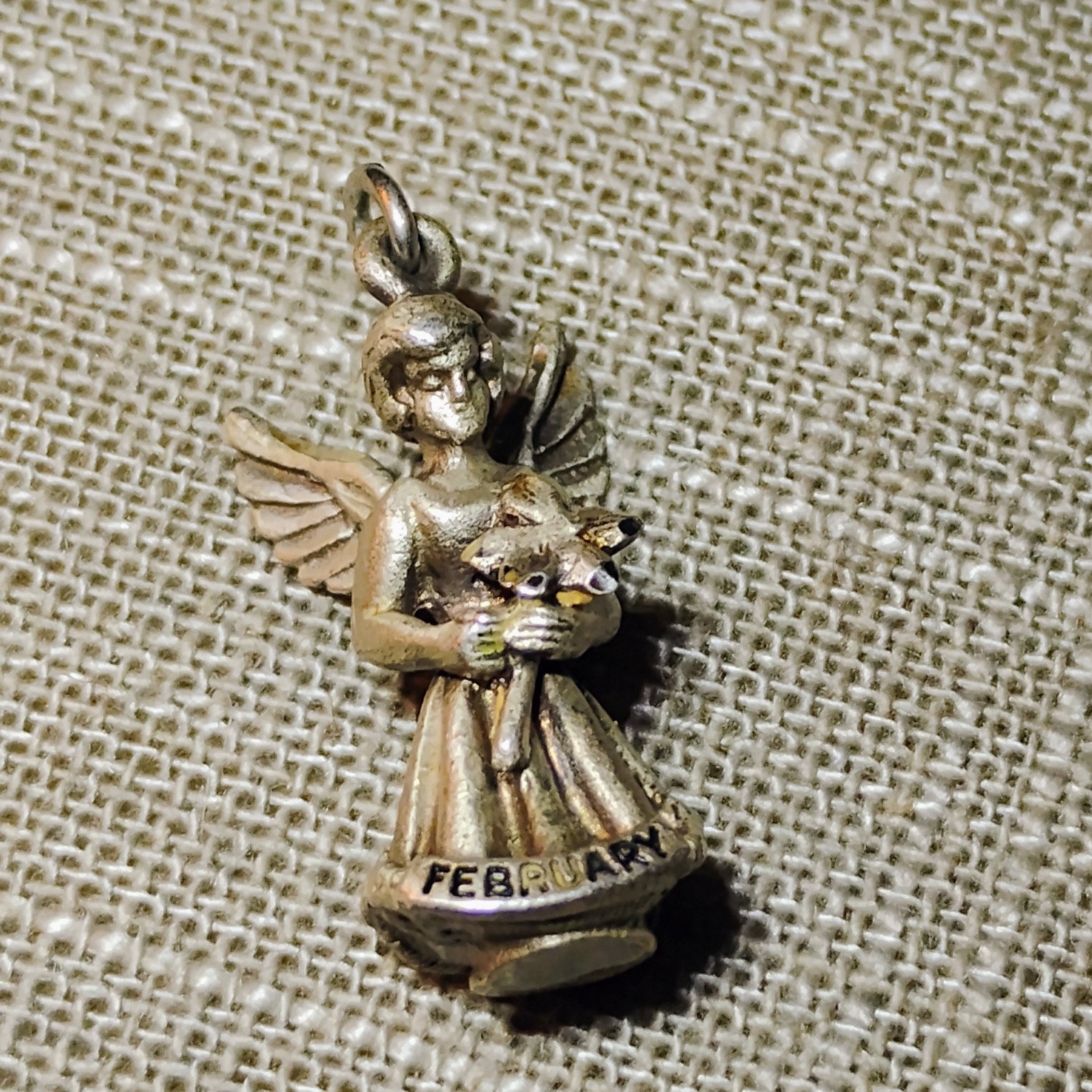 2 Sterling Silver 925 Angels 3D Puffy And Creed February Violets Pendants
