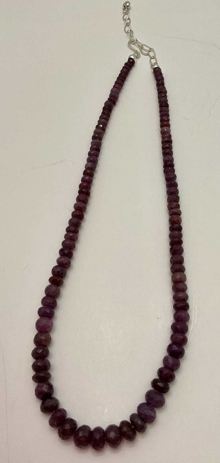 Jay King Mine Pink Sapphire Graduated Bead Sterling Necklace 18” Adjustable