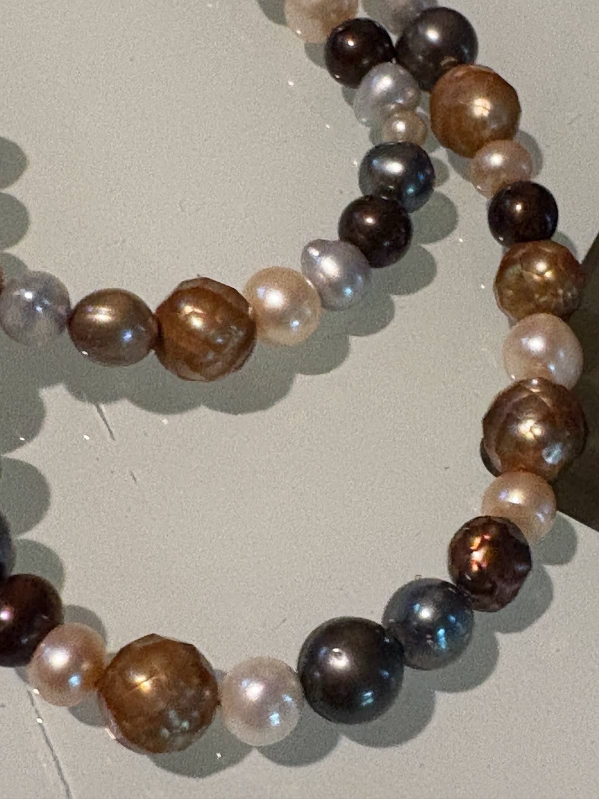 Cultured Pearl Endless Strand Necklace Gold Cream Brown Black Gray Pullover 35”