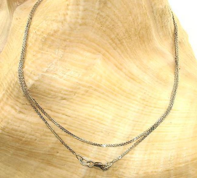 0.9MM SOLID 14K WHITE GOLD DIAMOND CUT SPIGA SQUARE WHEAT CHAIN NECKLACE 16-24″