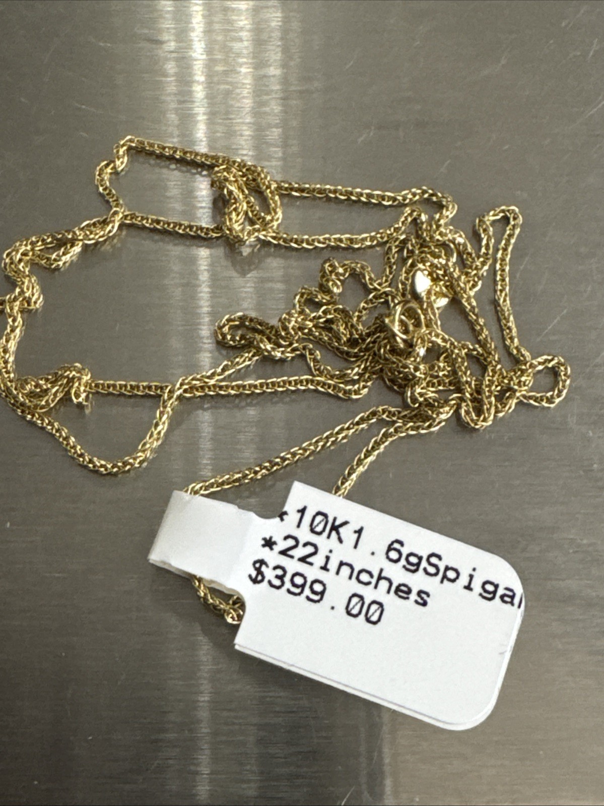 10KT Real Gold Spiga / Wheat Chain Necklace 1.6grams 22” Starz Brand NWT 10K