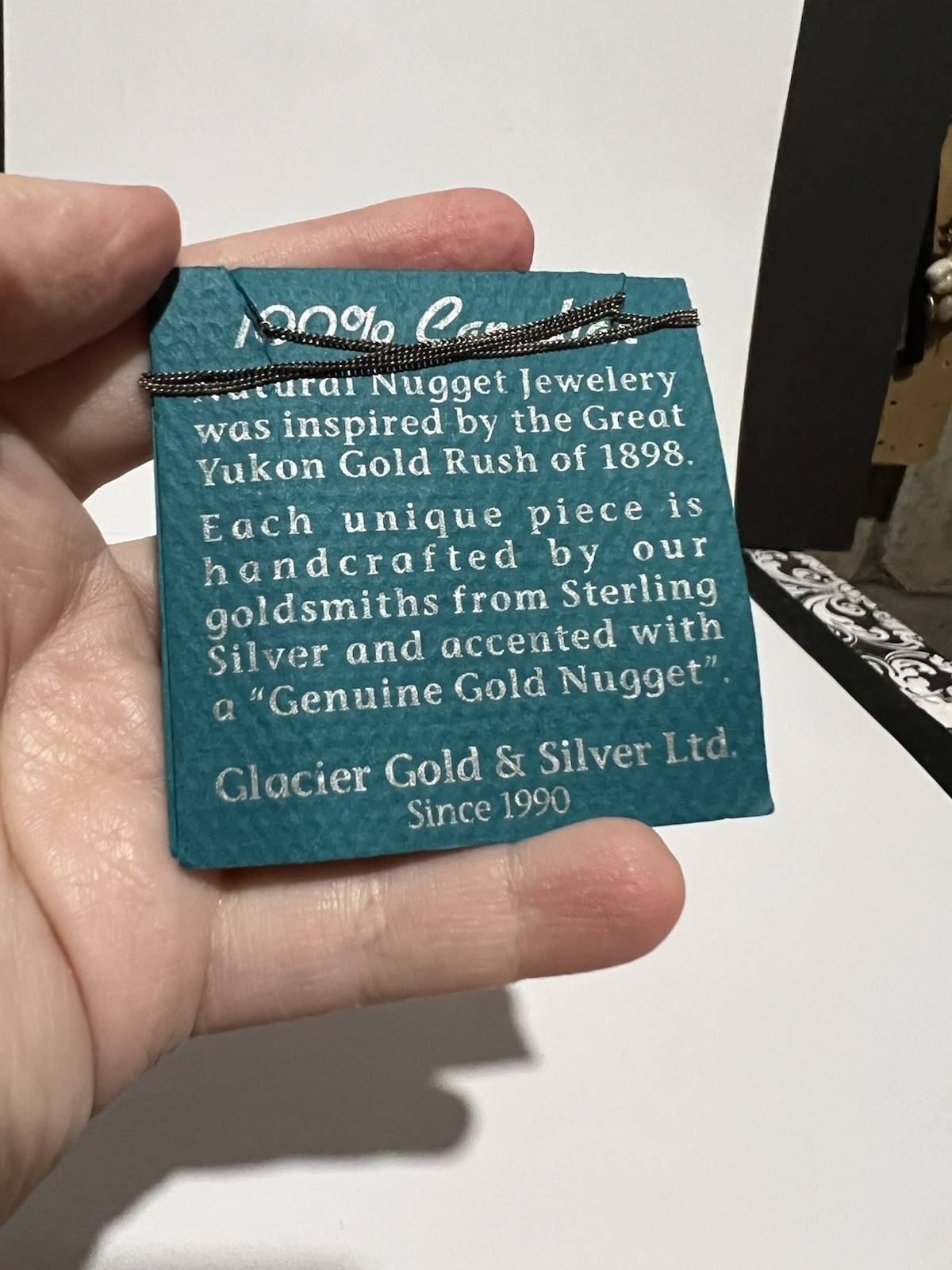 Sterling Silver Whale Tail Pendant With Gold Nugget Accent On Original Card