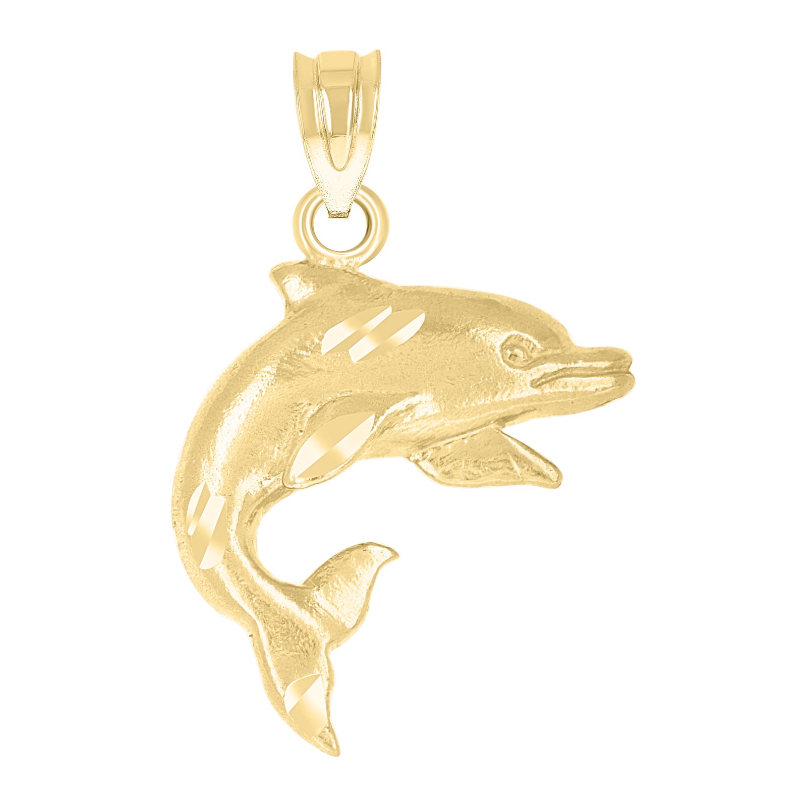 14k Yellow Gold Unisex Dolphin Animal Ht:25.1Mm Pendant Charm