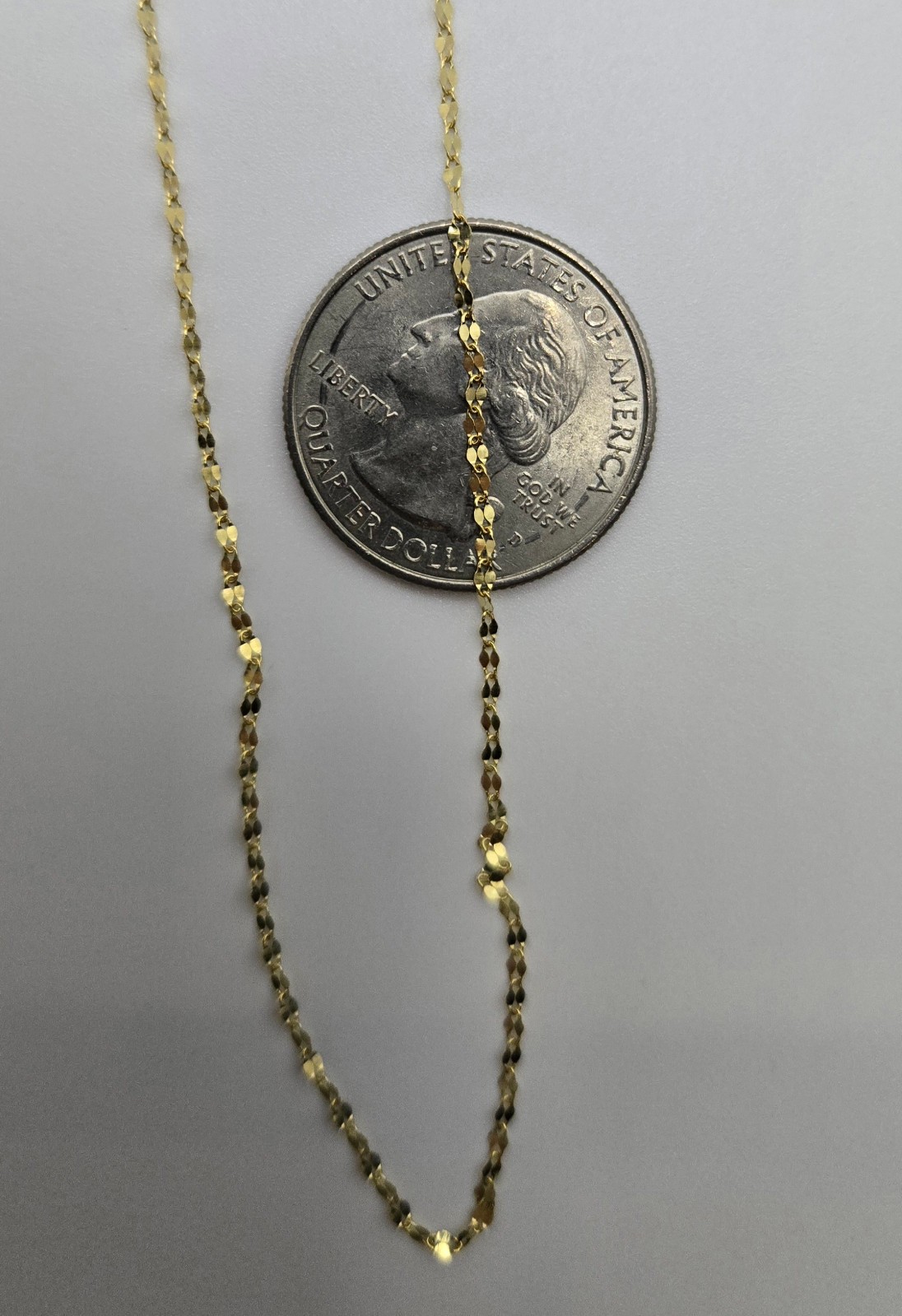 New Solid 10k Yellow Gold Mirror Link 1.5mm 24inch Chain Necklace, Italy