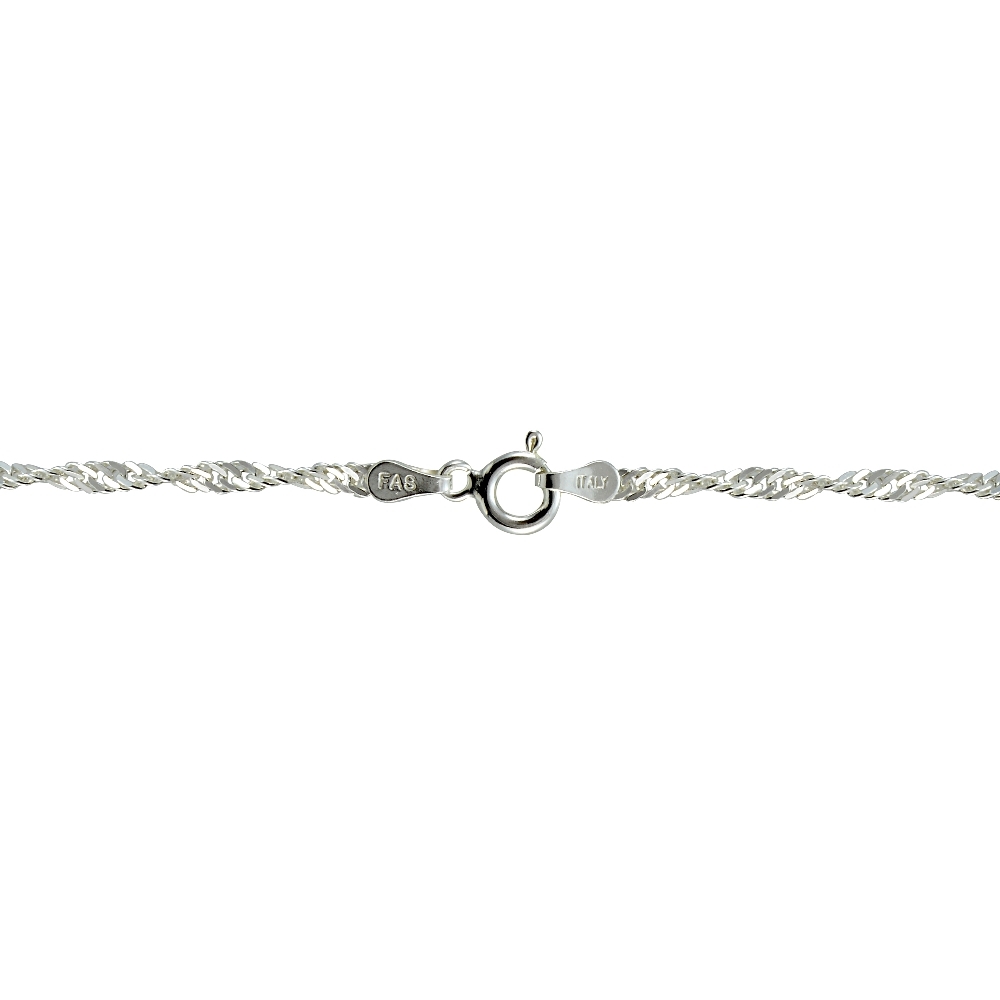 .925 Sterling Silver Italian 2.5mm Diamond-Cut Twist Chain Necklace in 16-30″