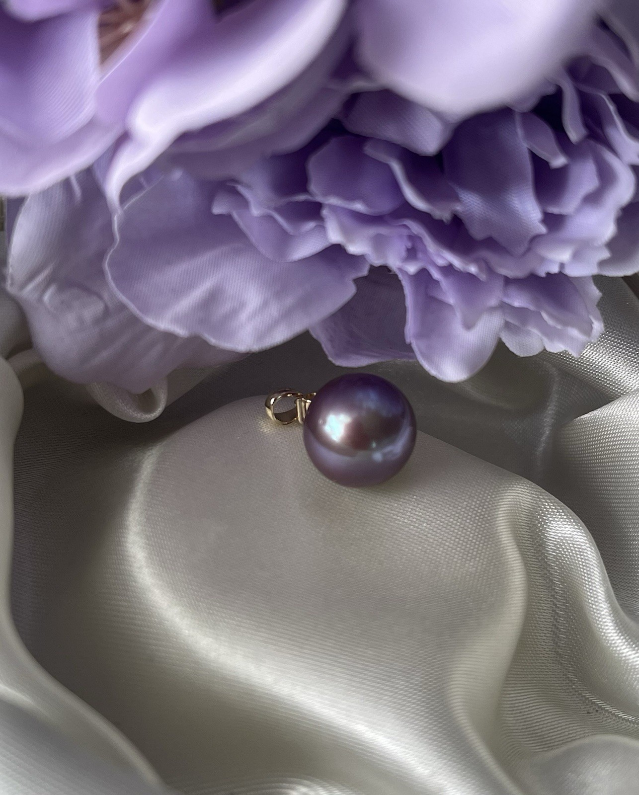 New Genuine Natural Lavender Colored Edison Pearl Diamond Pendant