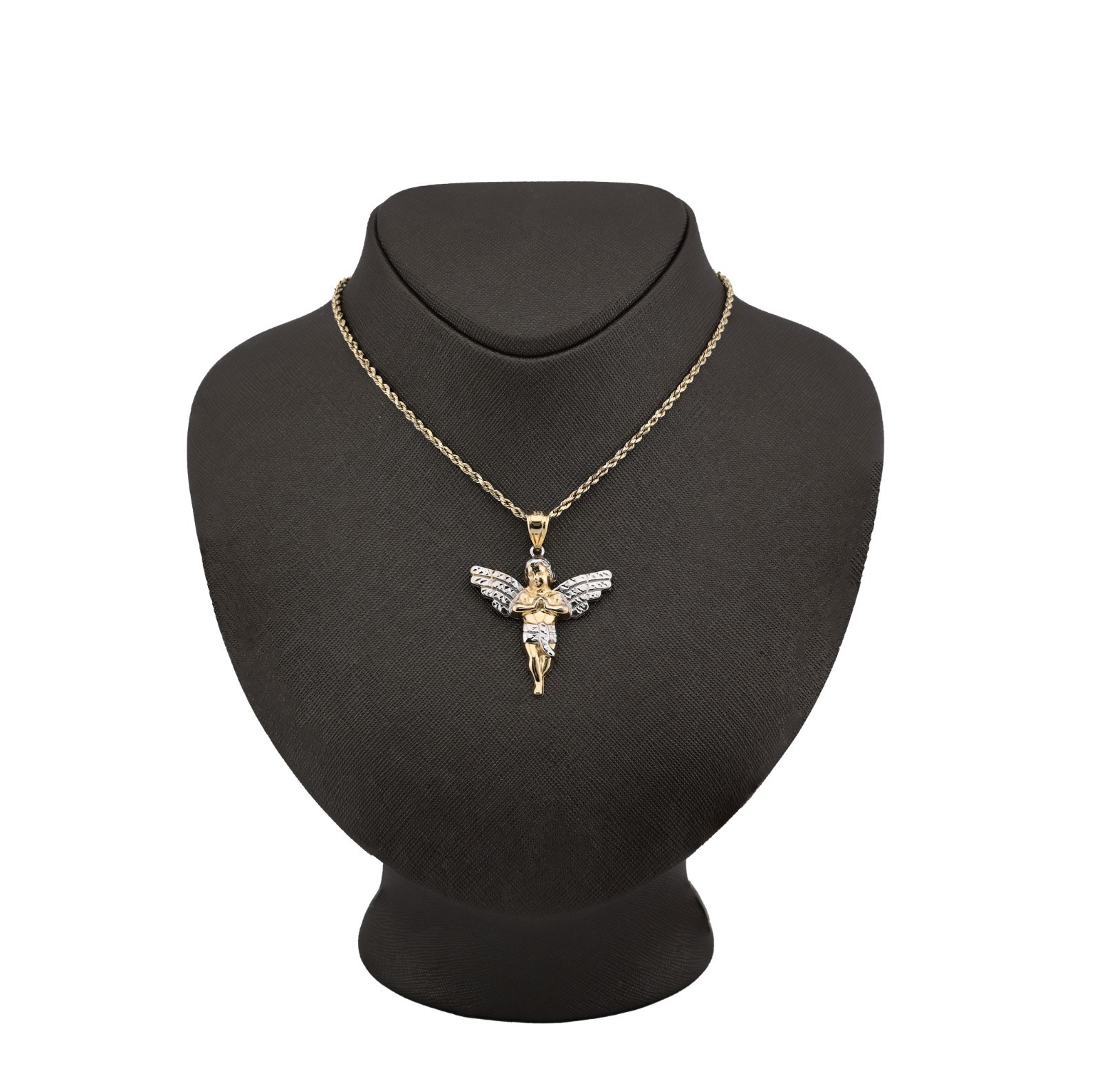 1/10th Real 10k Gold Bonded 925 Two Tone Praying Angel Pendant 2.9gms Mens Charm