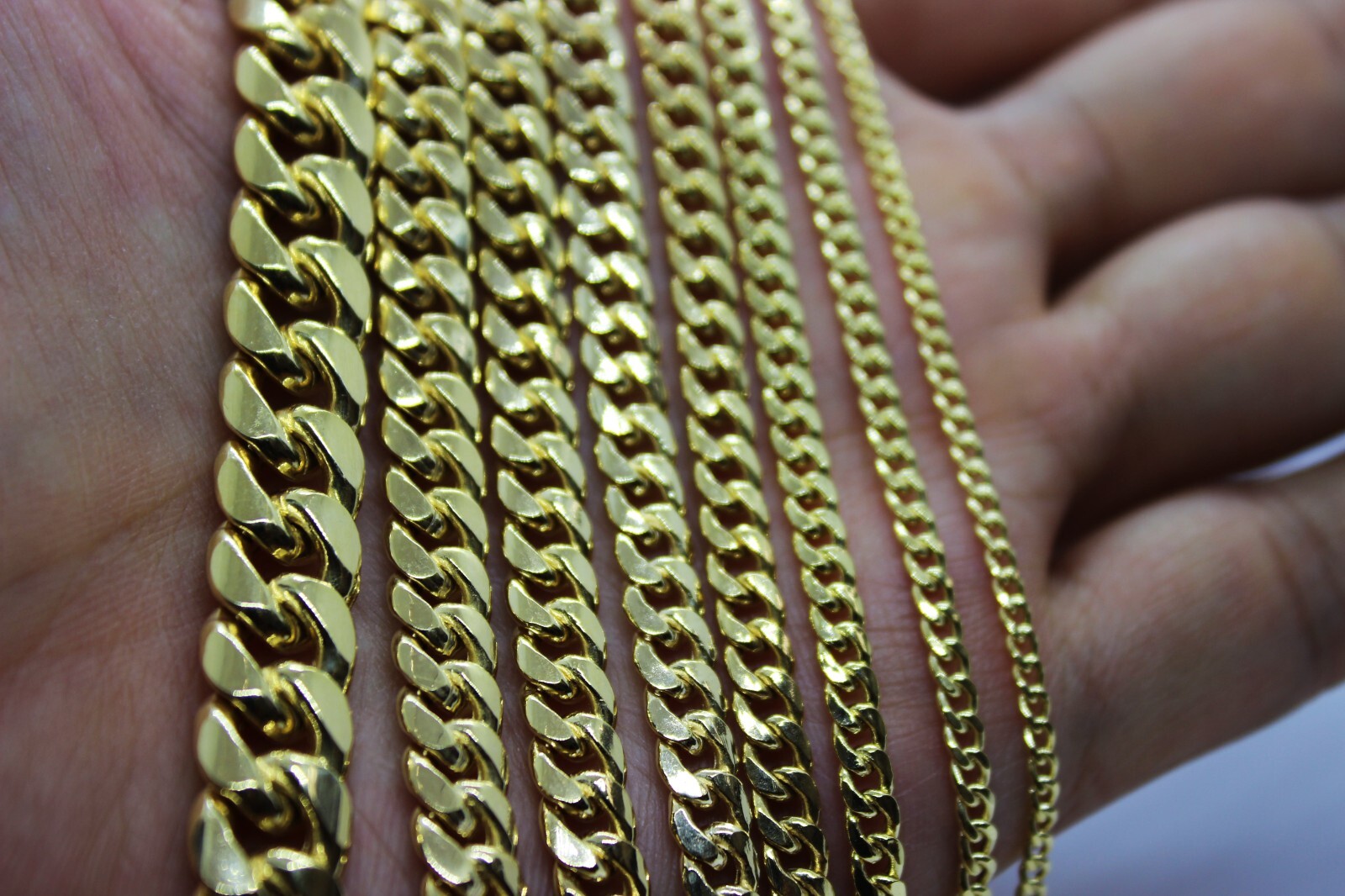 10K Yellow Gold 2.2mm-9.5mm Miami Cuban Chain Necklace Bracelet 7″- 30″ Hollow