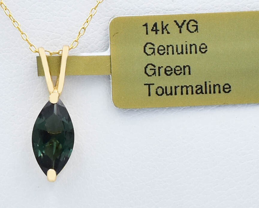 GENUINE 1.26 Cts GREEN TOURMALINE PENDANT 14k YELLOW GOLD – Free Appraisal